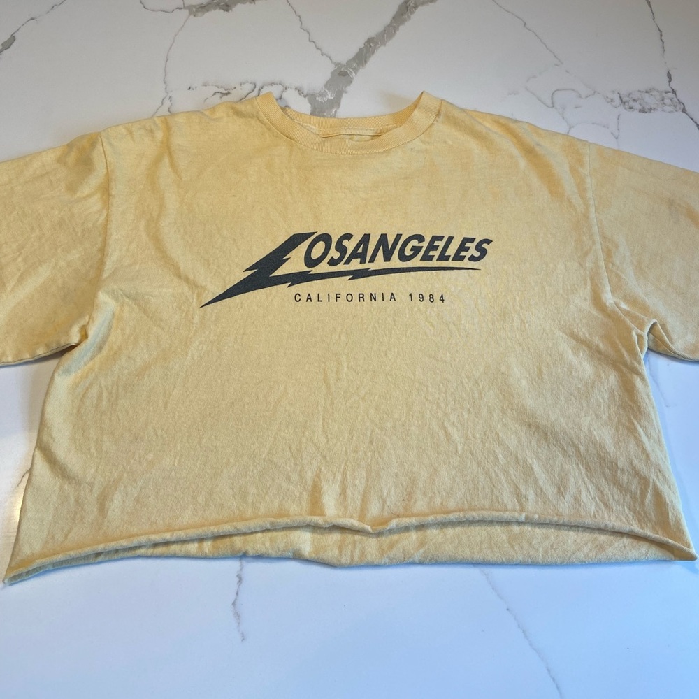 J. Galt pale yellow cropped one size fits all Tee